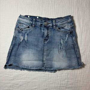 Wired Heart Trendy Distressed Denim Mini Skirt